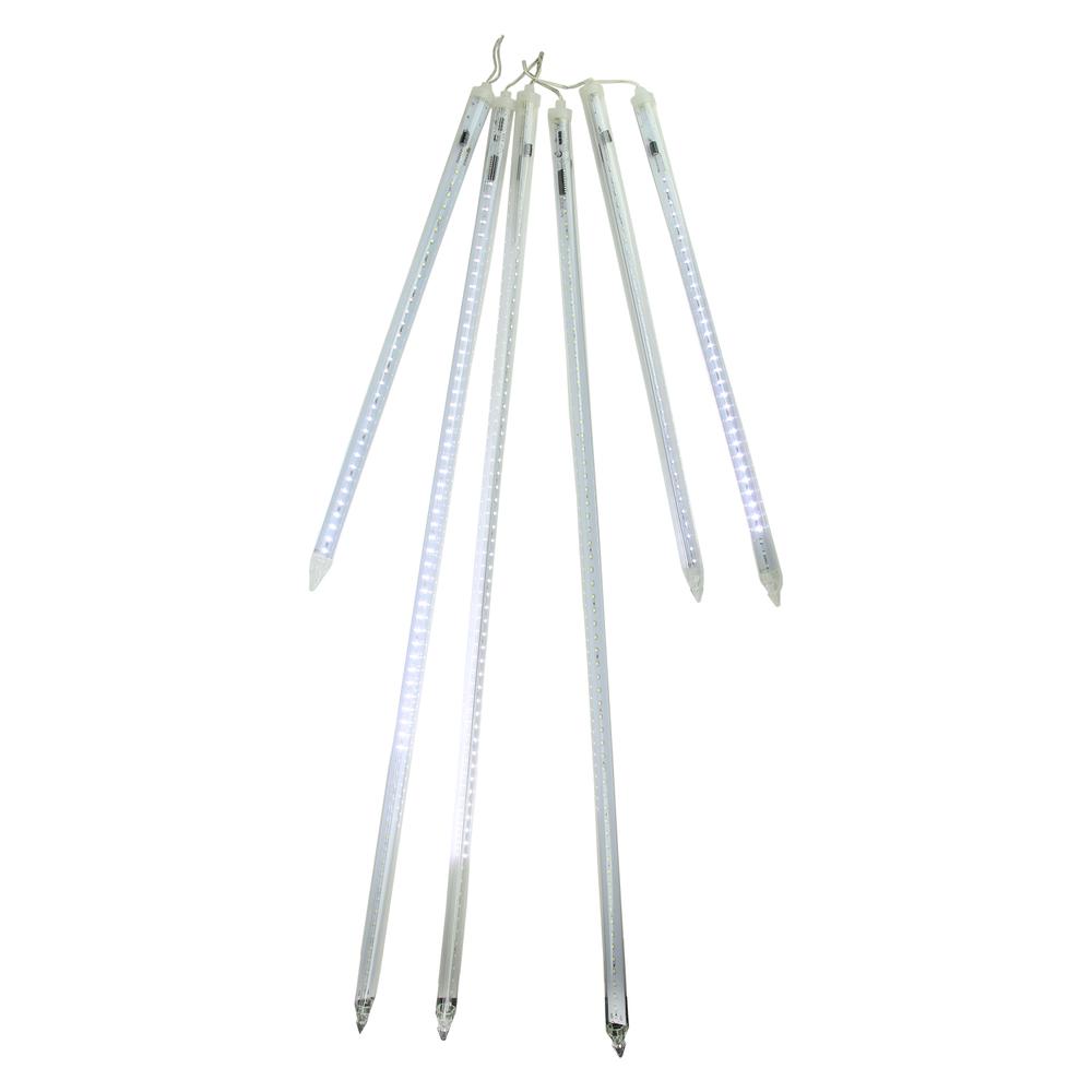 6 White LED Dripping Icicle Snowfall Christmas Light Tubes - 21 ft Clear Wire. The main picture.