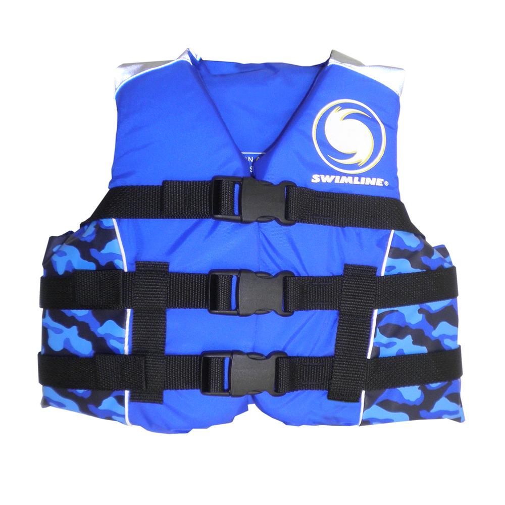 Blue USCG Approved Swimming Pool Cool in Camouflage Child Life Jacket Vest. Picture 1