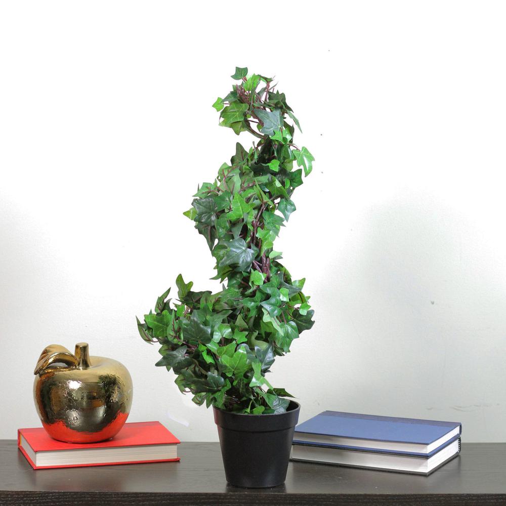 1.8' Green and Black Potted Ivy Spiral Topiary Artificial Christmas Tree - Unlit. Picture 2