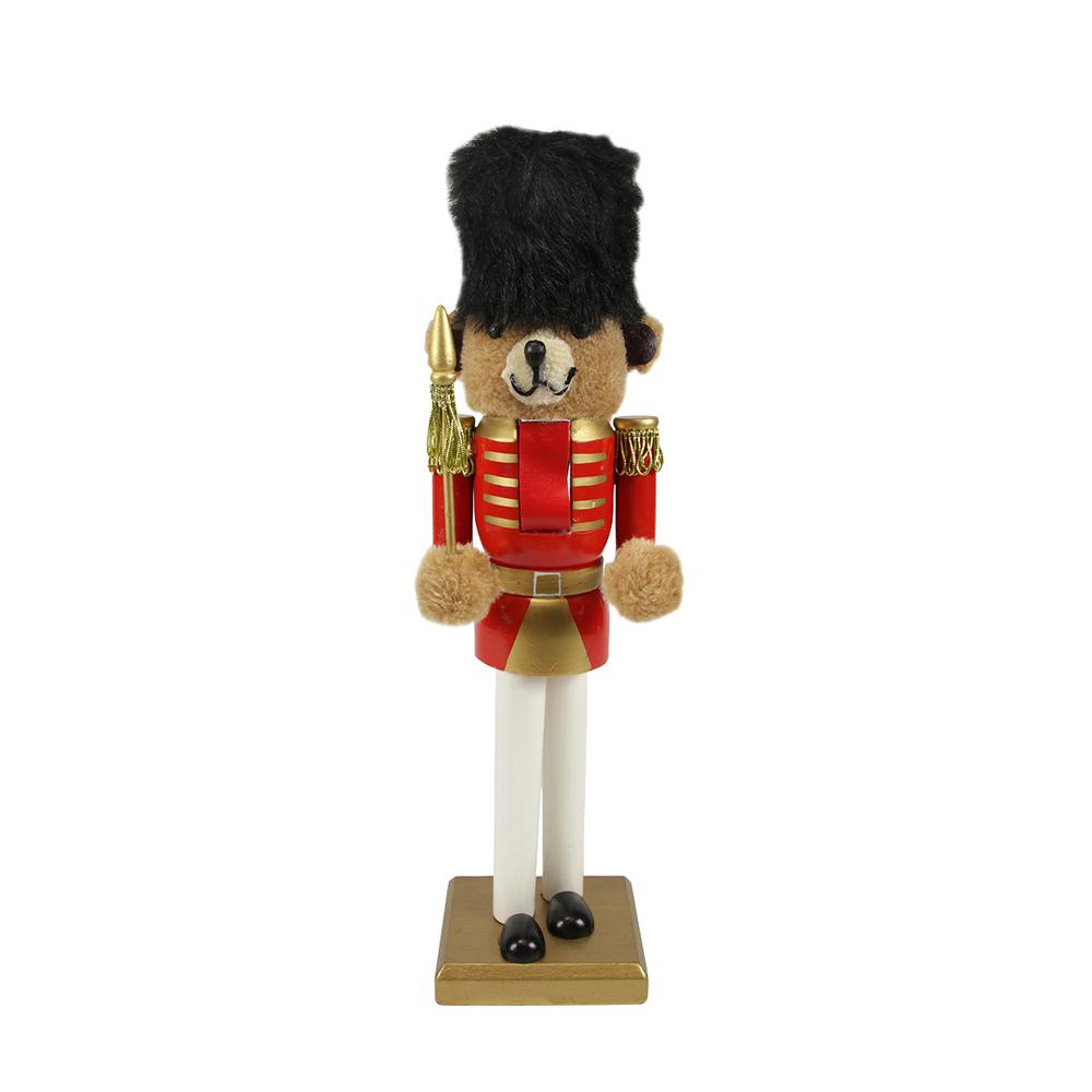 14" Red and Gold Soldier Nutcracker Christmas Table Top Decor. Picture 1