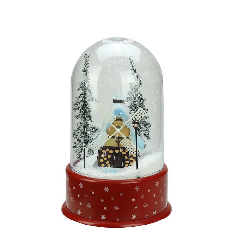14" Lighted Musical Snowing Windmill Christmas Table Top Snow Dome. Picture 1
