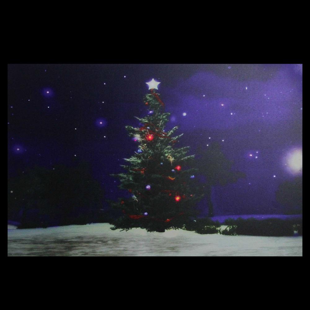 Fiber Optic and LED Lighted Color Changing Christmas Tree Canvas Wall Art 23.5" x 15.5". Picture 3