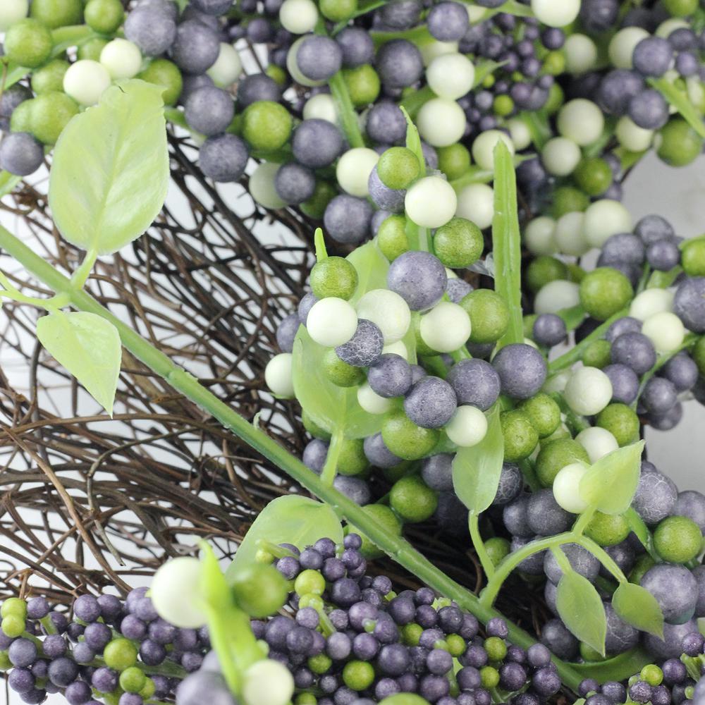 Purple Mini Berry Artificial Thanksgiving Wreath  22-Inch Unlit. Picture 4