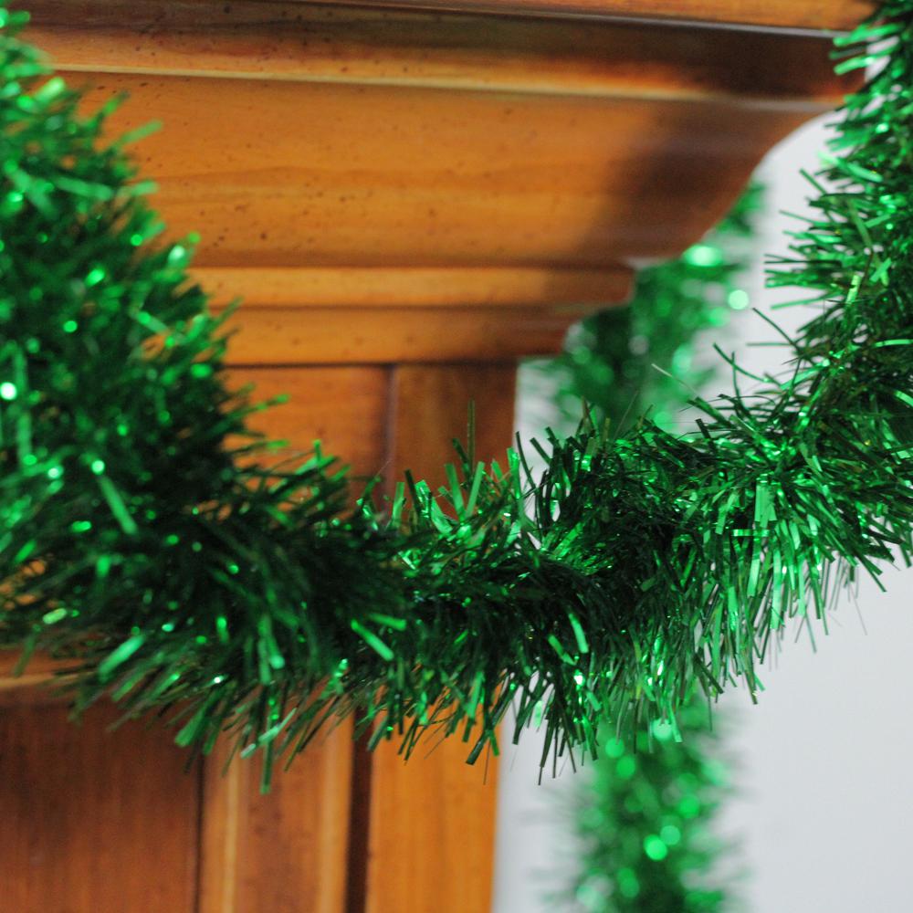 50' x 2.75" Green Tinsel Artificial Christmas Garland - Unlit. Picture 2