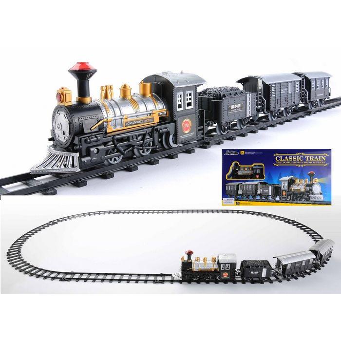 14pc Black Battery Operated Lighted and Animated Classic Train Set. Picture 4