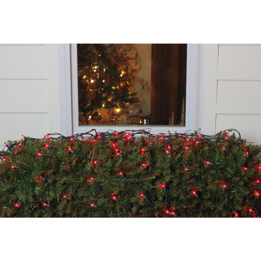 4' x 6' Red Mini Incandescent Net Style Christmas Lights  Green Wire. Picture 2