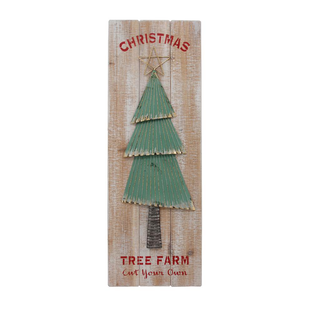 35.5" Cut Your Own Christmas Tree Farm Wooden Wall Sign. Picture 1