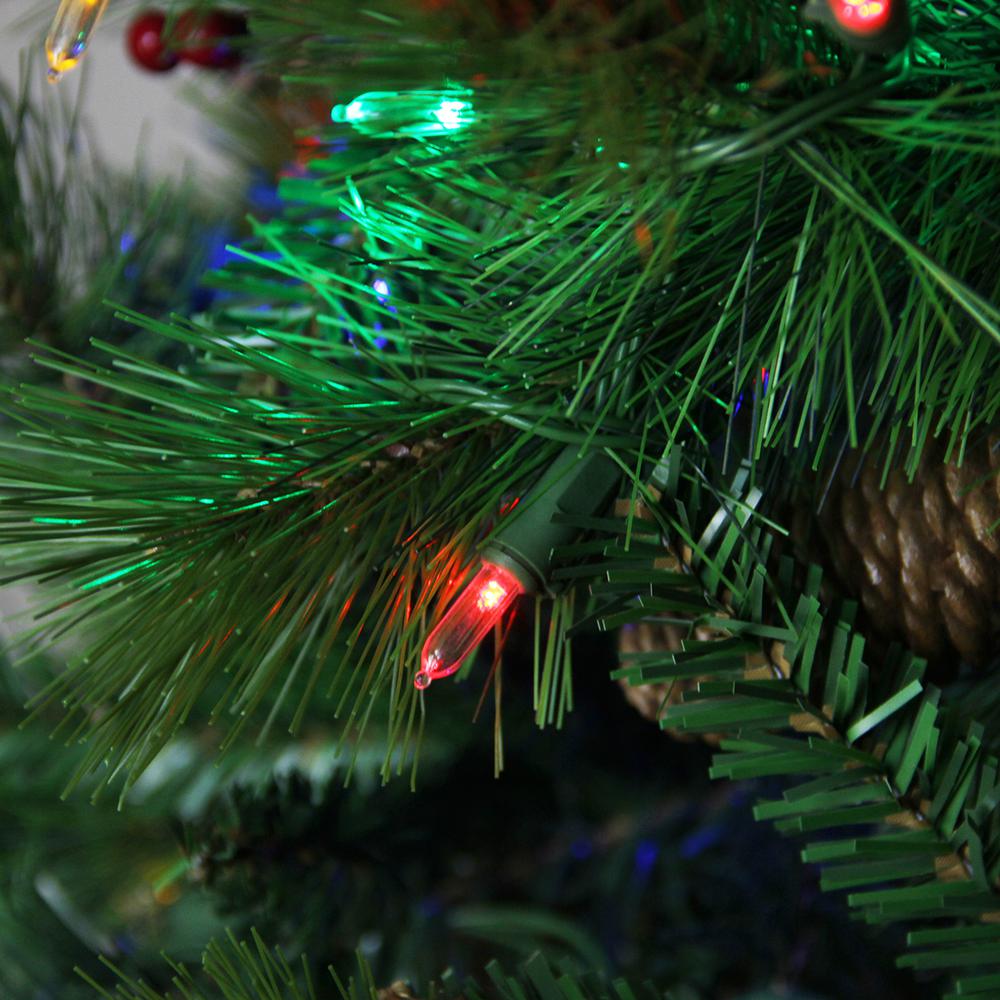 7' Pre-Lit Slim Mount Beacon Pine Artificial Christmas Tree - Multicolor LED Lights. Picture 4
