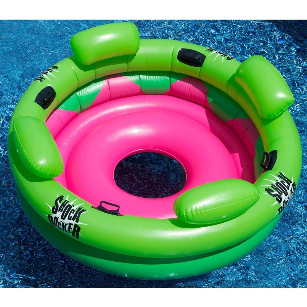 75" Bright Green and Pink Inflatable Shock Rocker Swimming Pool Float Toy. Picture 2