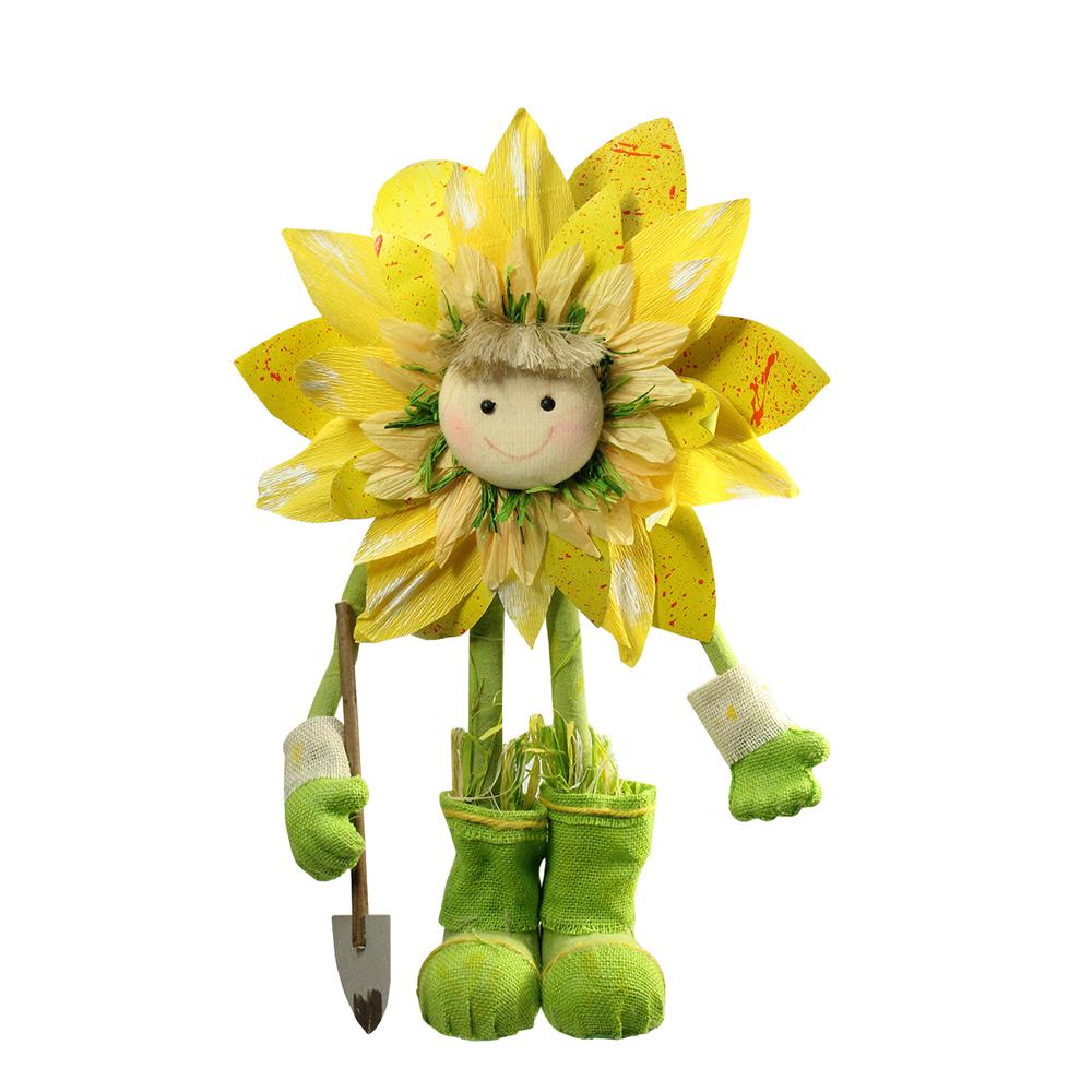 20.5" Green and Yellow Spring Floral Standing Sunflower Decorative Figure. Picture 1
