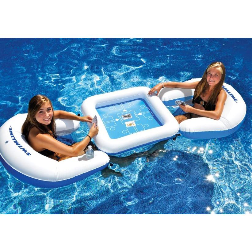 3-Piece Inflatable Poker Table and Chairs with Waterproof Playing Cards. Picture 3