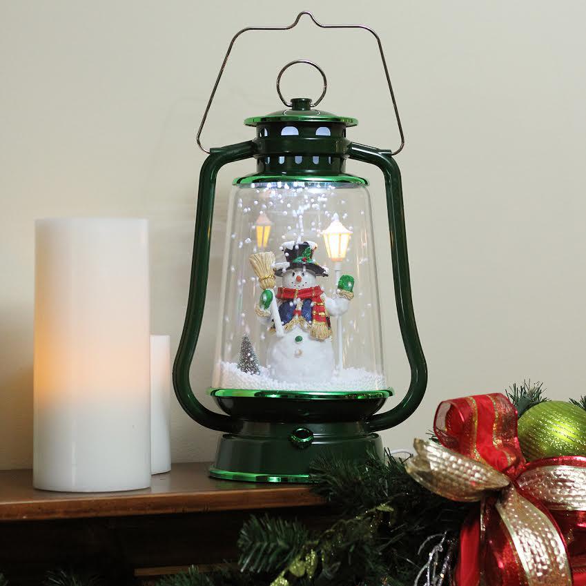 13.5" LED Lighted Snowing Musical Snowman Christmas Lantern. Picture 4