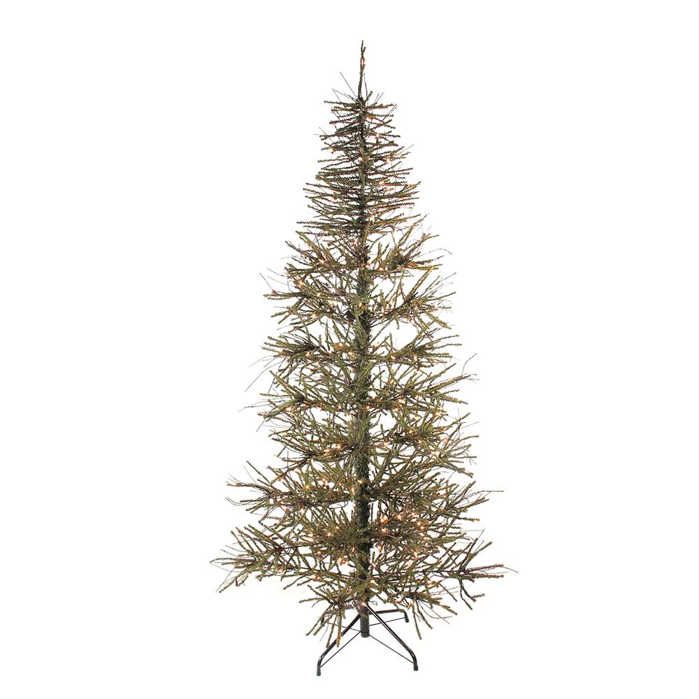 7' Pre-Lit Warsaw Two-Tone Twig Artificial Christmas Tree - Clear Lights. Picture 1