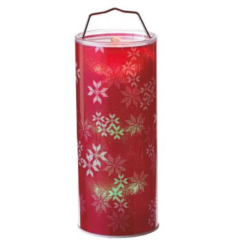 24" Red and White Lighted Snowflake Hanging LED Color Changing Christmas Lantern. Picture 1