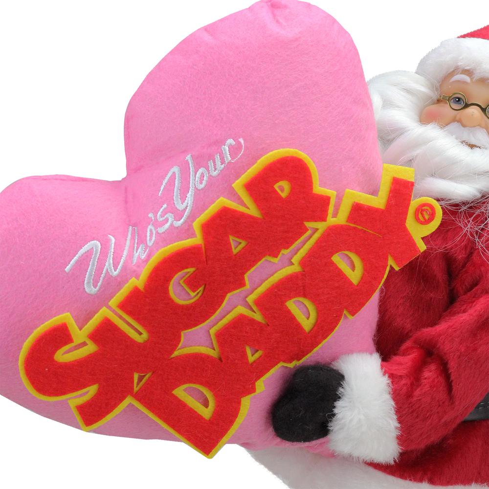 12" Red and White Santa Claus Who's Your Sugar Daddy Christmas Tabletop Decoration. Picture 3