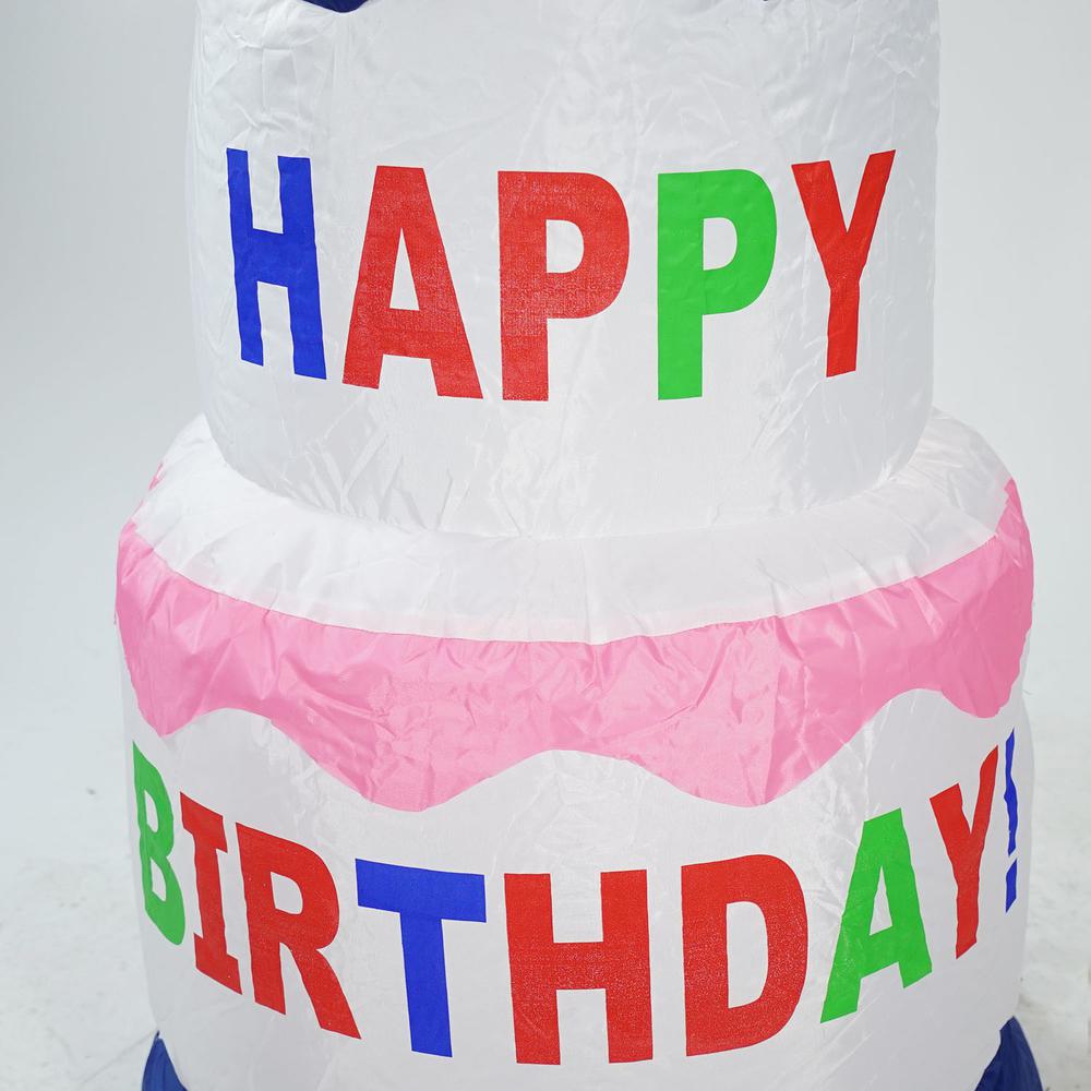 4' Inflatable Lighted Happy Birthday Cake Outdoor Decoration. Picture 1