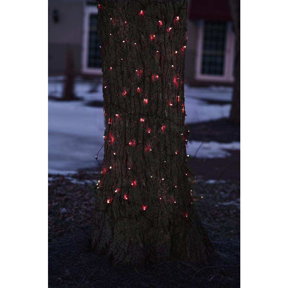 2' x 8' Red Mini Tree Trunk Wrap Christmas Net Lights - Brown Wire. Picture 3