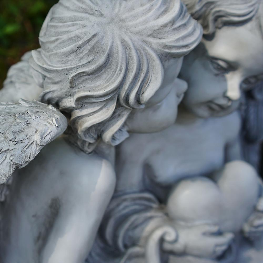 16.25" Gray Sitting Cherub Angels Outdoor Garden Statue. Picture 5