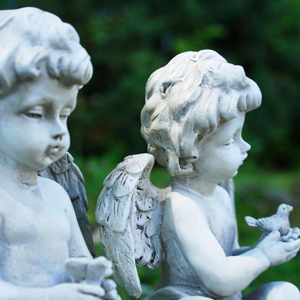 Set of 4 Gray Cherub Angel Outdoor Garden Statues 6.5". Picture 4