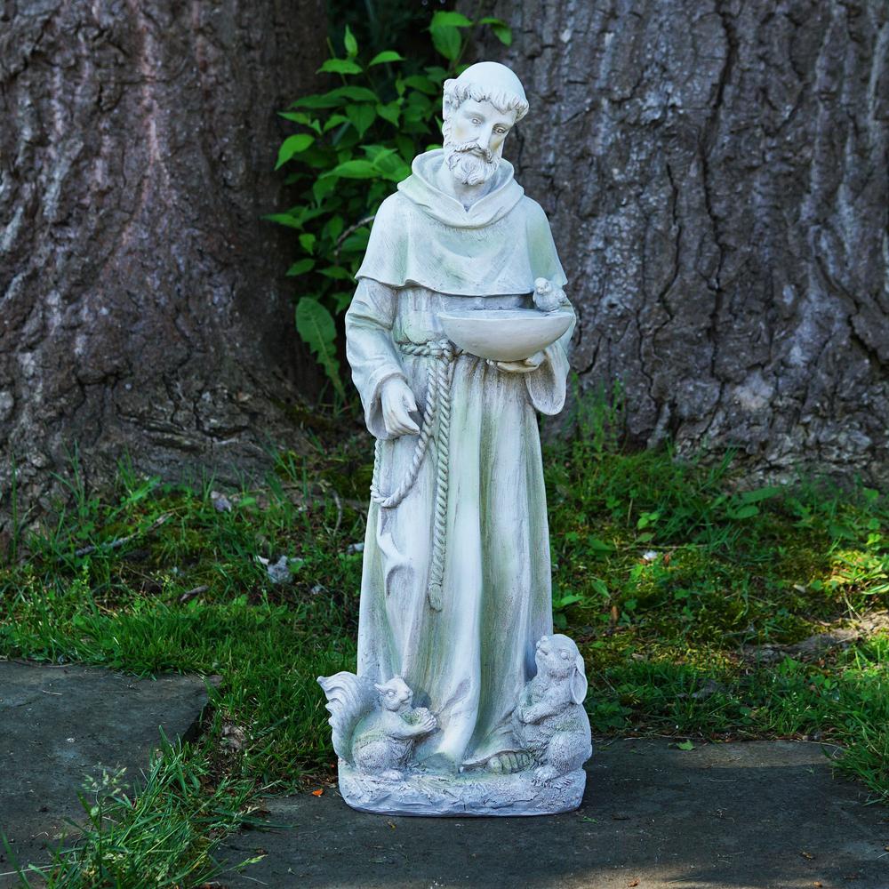 23" Religious St. Francis of Assisi Bird Feeder Outdoor Garden Statue. Picture 2