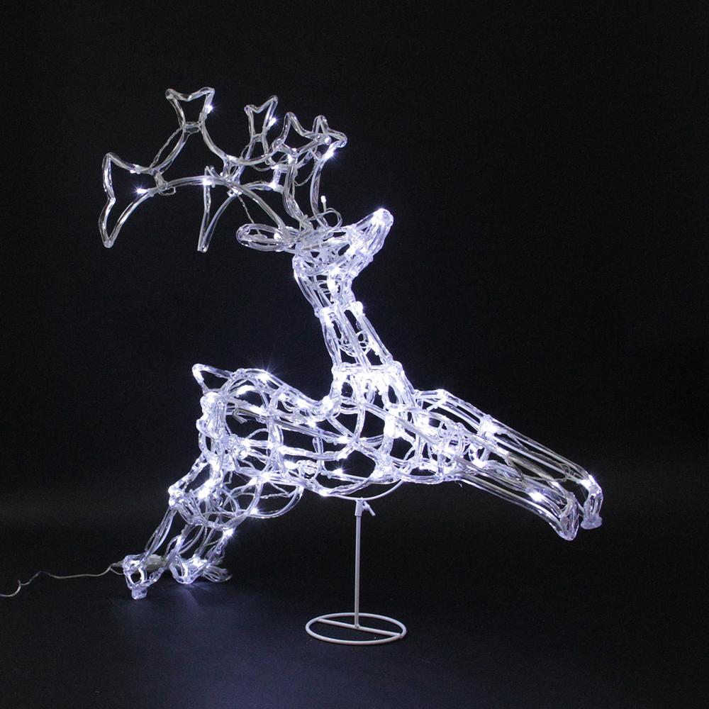 33" LED Lighted Running Reindeer Spun Glass Christmas Outdoor Decoration - Polar White Lights. Picture 2