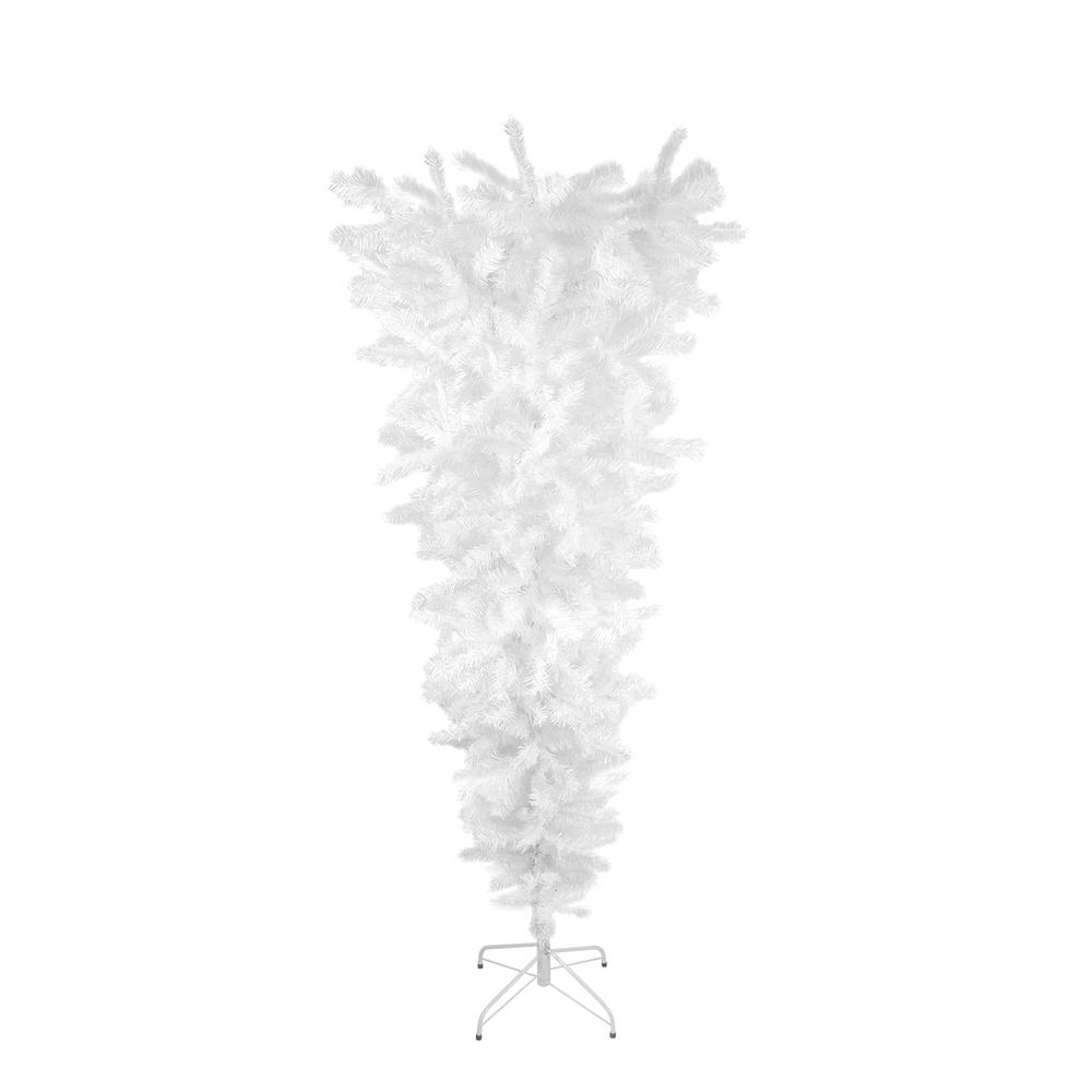 5.5' x 38" White Upside Down Spruce Medium Artificial Christmas Tree - Unlit. The main picture.