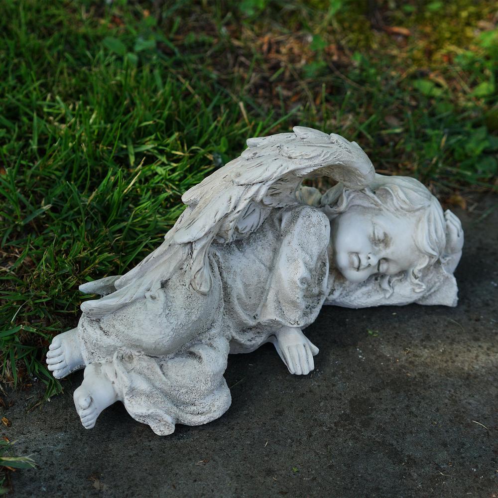 9.75" Heavenly Sleeping Cherub Angel Outdoor Garden Statue. Picture 2