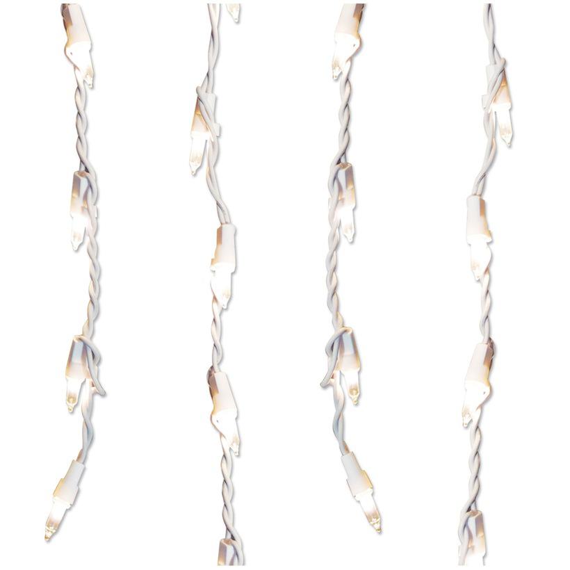 300 Clear Mini Icicle Christmas Lights - 8.5' White Wire. Picture 2