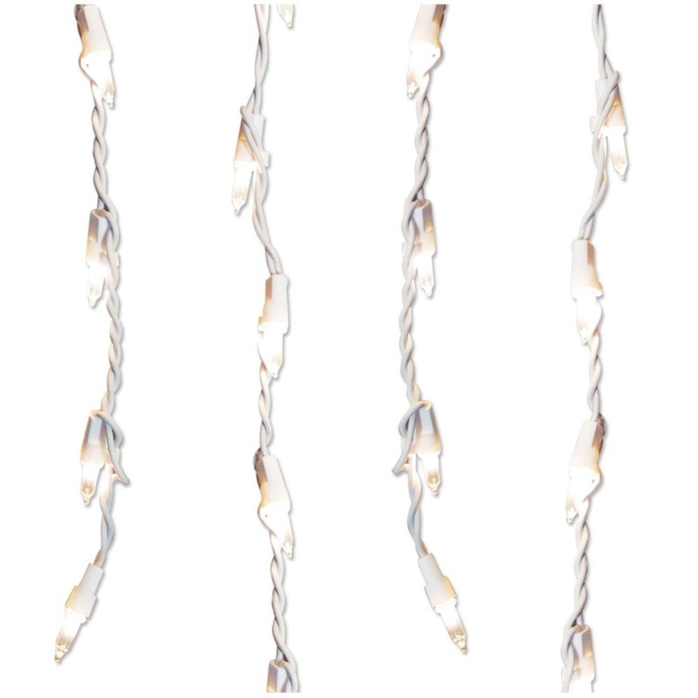 300 Clear Mini Icicle Christmas Lights - 8.5' White Wire. The main picture.