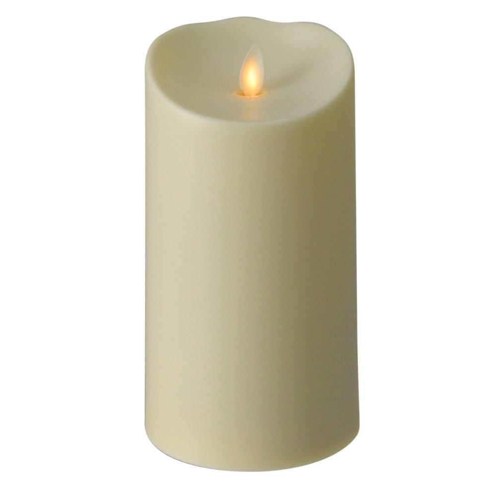 7" Cream White Luminara Flickering Flameless LED Lighted Outdoor Pillar Candle. Picture 1