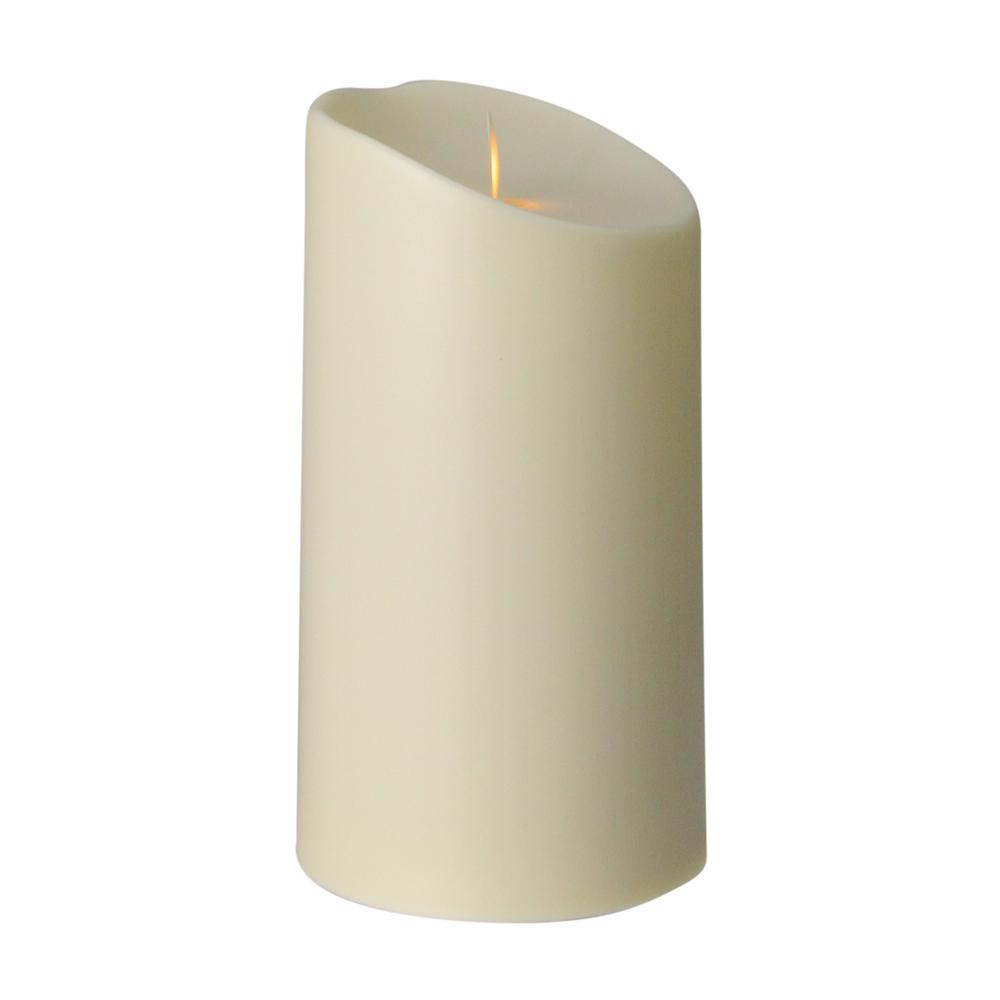 7" Cream White Luminara Flickering Flameless LED Lighted Outdoor Pillar Candle. Picture 2