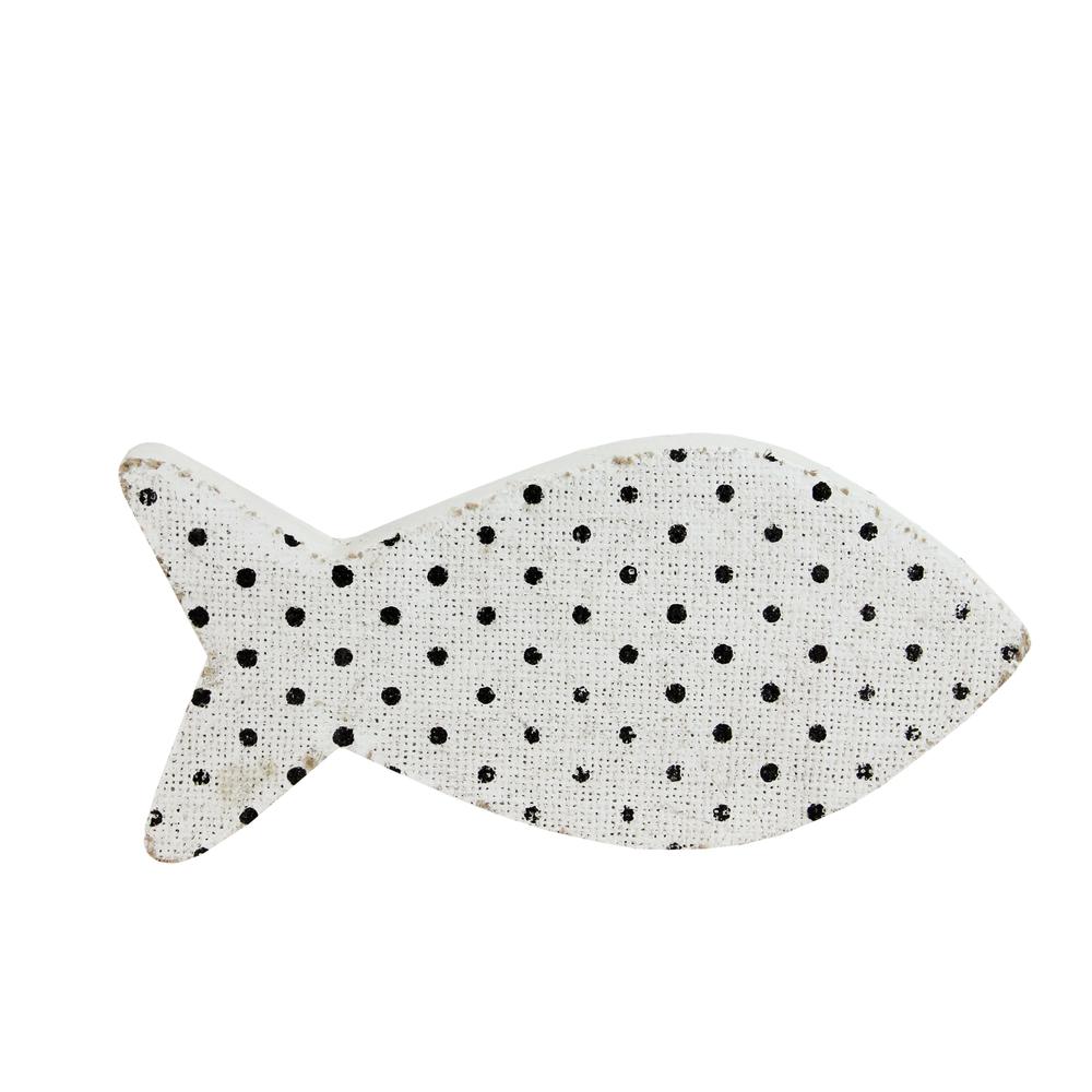 10" Cape Cod Inspired Table Top White and Black Polka Dot Fish Decoration. Picture 1