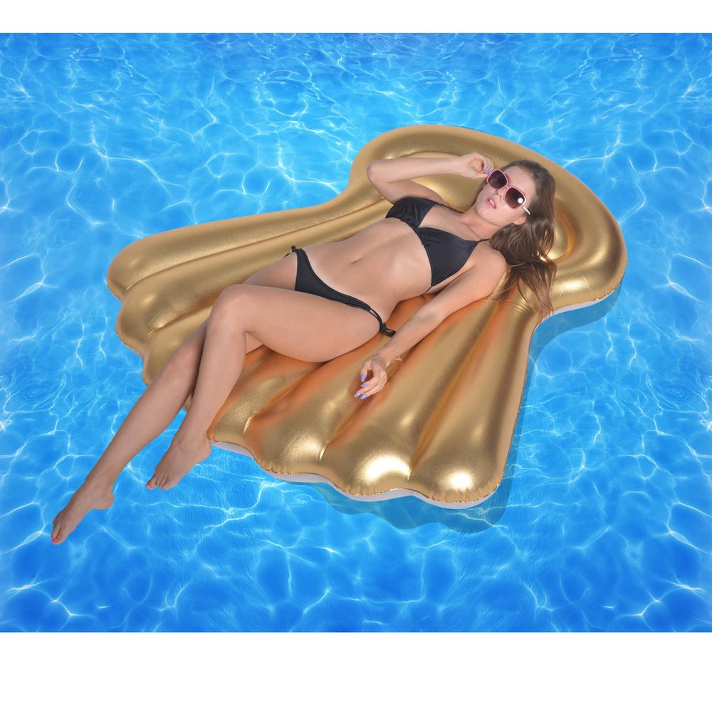 6' Inflatable Golden Shell Swimming Pool Float. Picture 2