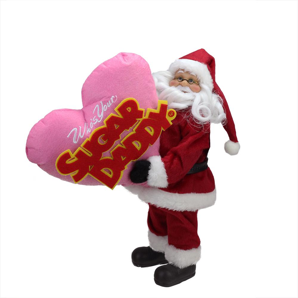 12" Red and White Santa Claus Who's Your Sugar Daddy Christmas Tabletop Decoration. Picture 1