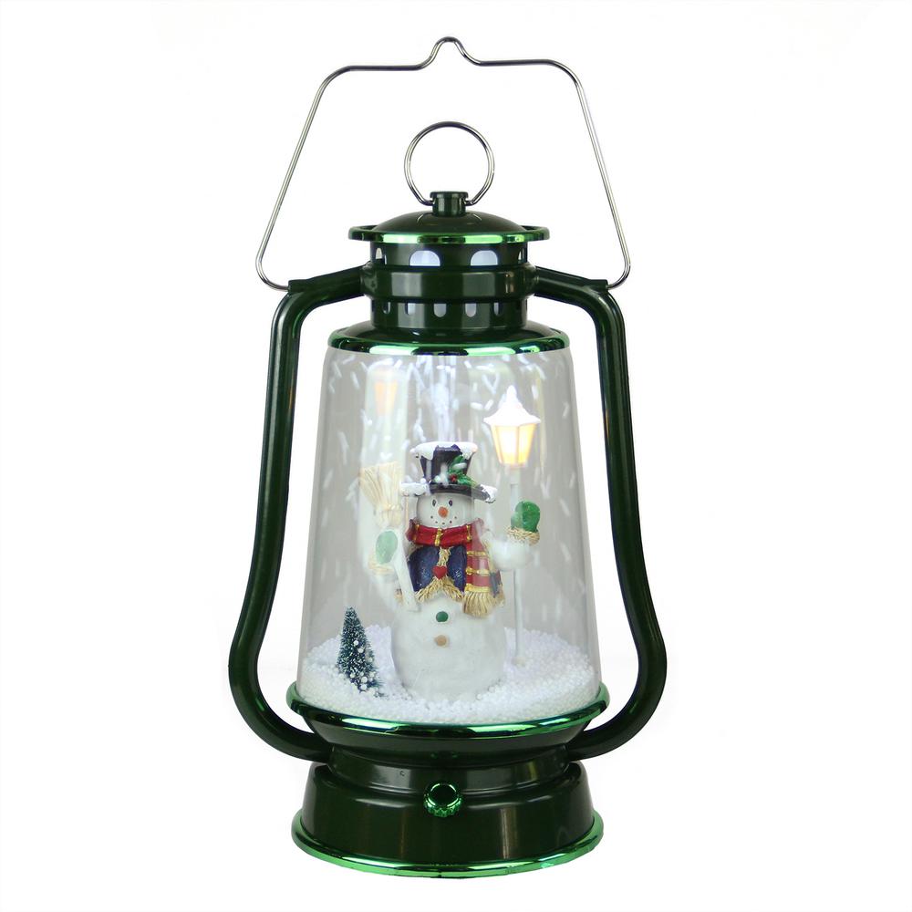 13.5" LED Lighted Snowing Musical Snowman Christmas Lantern. Picture 1