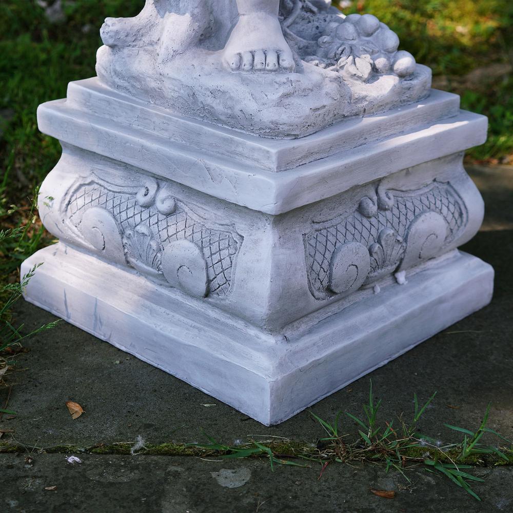 28.75" Cherub Angel Standing on Pedestal Outdoor Garden Statue. Picture 4