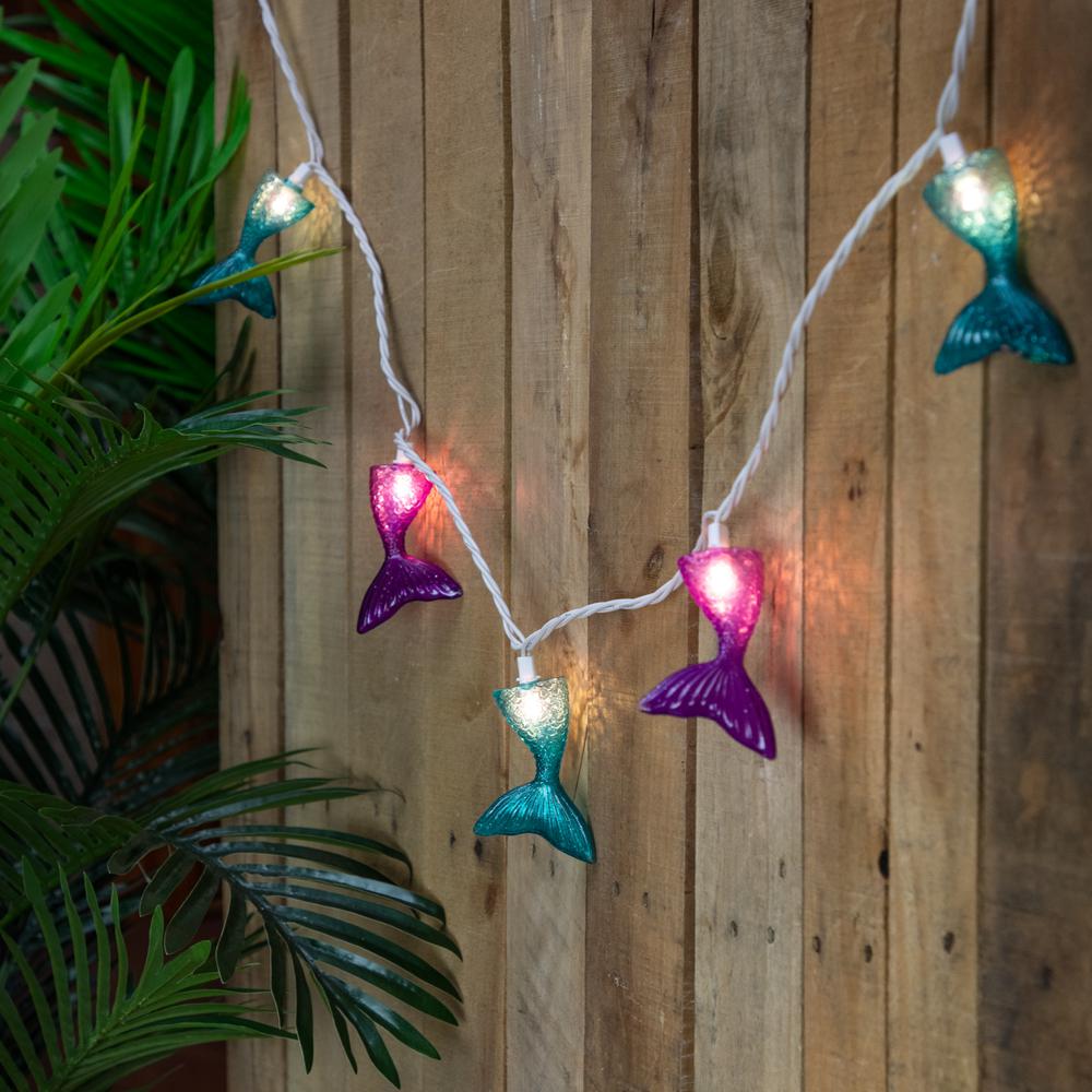 10-Count Purple and Blue Mermaid Tail Patio Light Set  6 ft White Wire. Picture 4