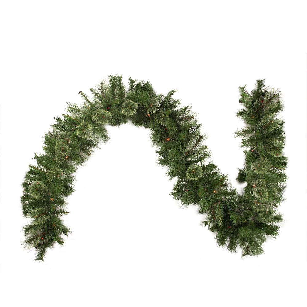 9' x 10" Pre-Lit Mixed Cashmere Pine Artificial Christmas Garland - Multi-Color Lights. Picture 1