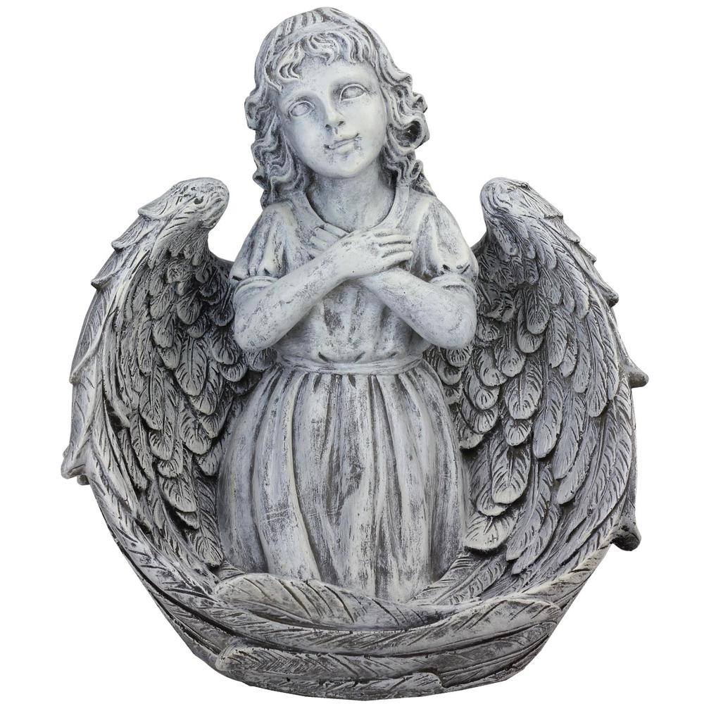 16" Angel Child Wrapped in Wings Religious Outdoor Garden Statue. Picture 1