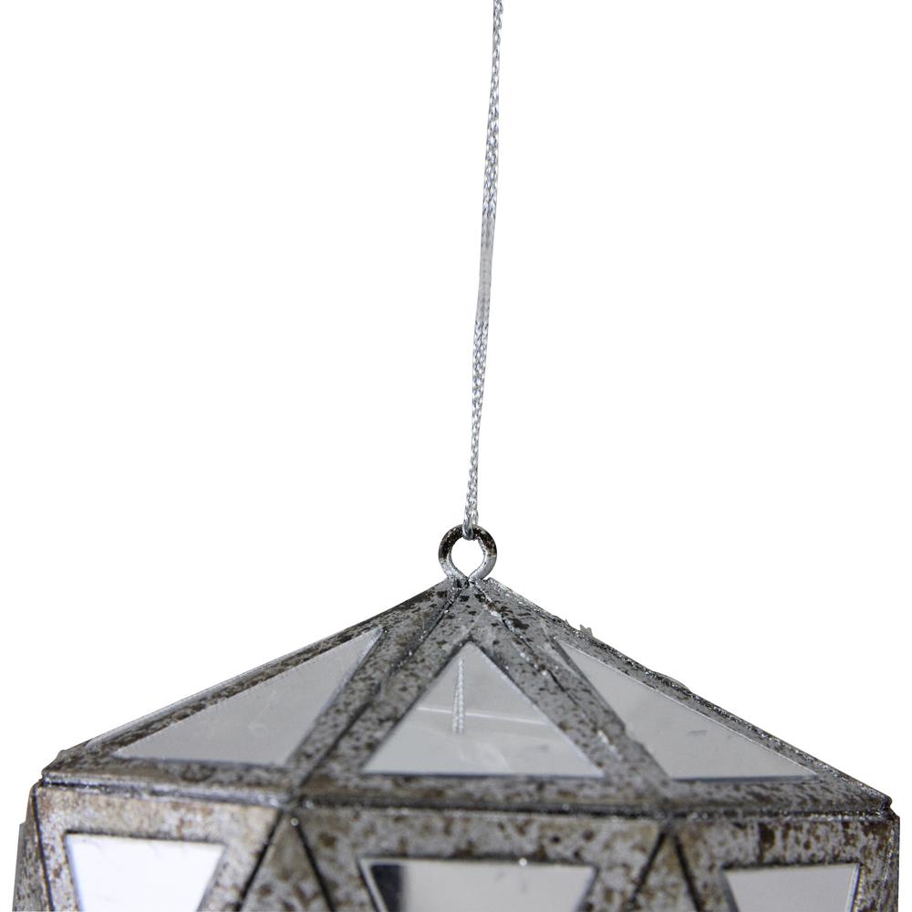 5.5" Gray and Clear Mirrored Geometric Drop Christmas Ornament. Picture 2