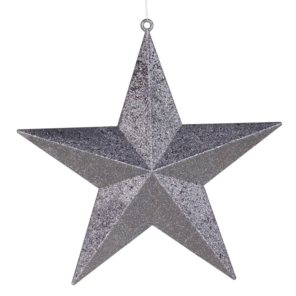 23" Commercial Size Pewter-colored Glitter 5-Pointed Star Christmas Ornament. The main picture.