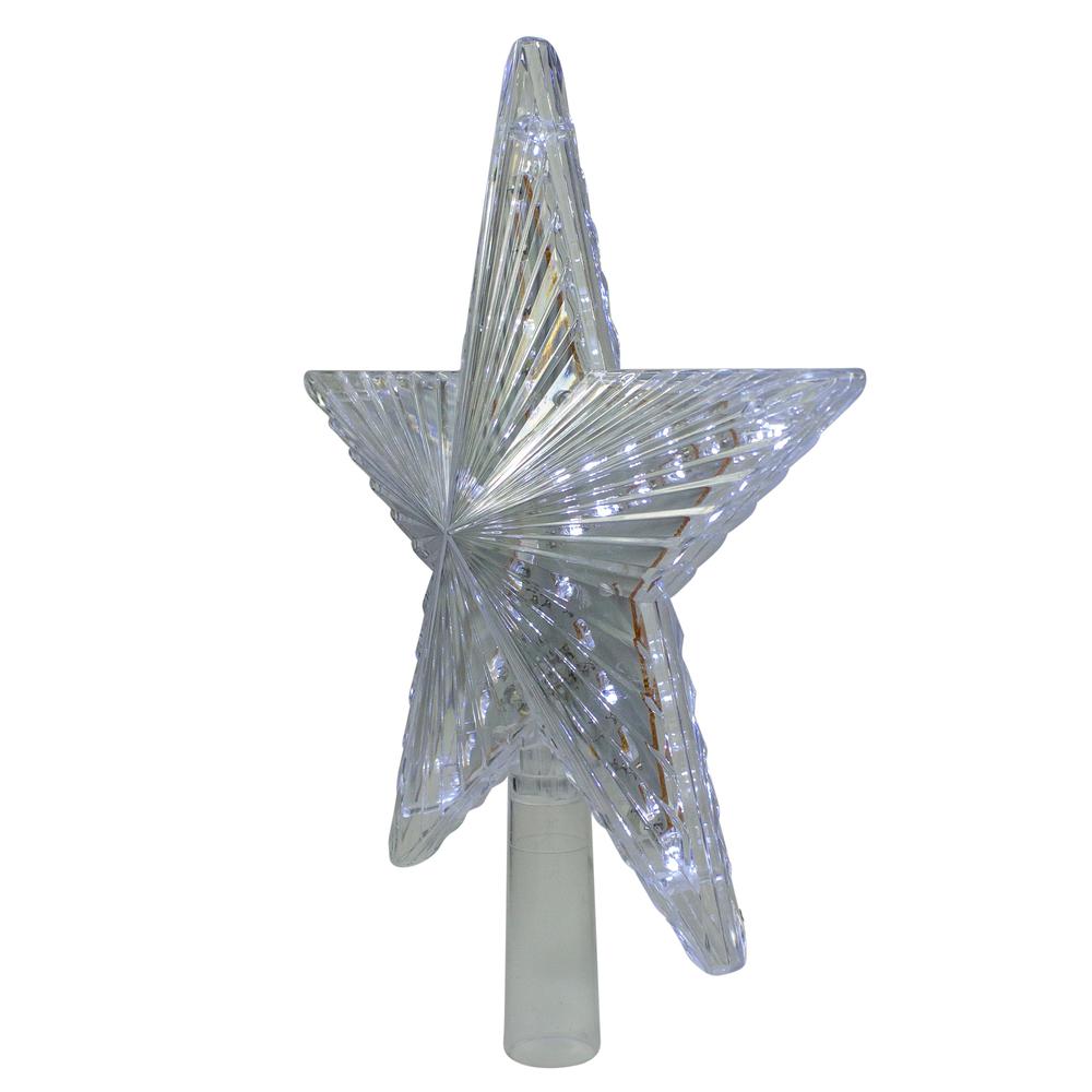 9.5" Lighted Clear 5-Point Star Christmas Tree Topper - Clear White LED Lights. Picture 2