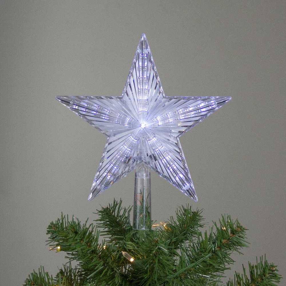 9.5" Lighted Clear 5-Point Star Christmas Tree Topper - Clear White LED Lights. Picture 4