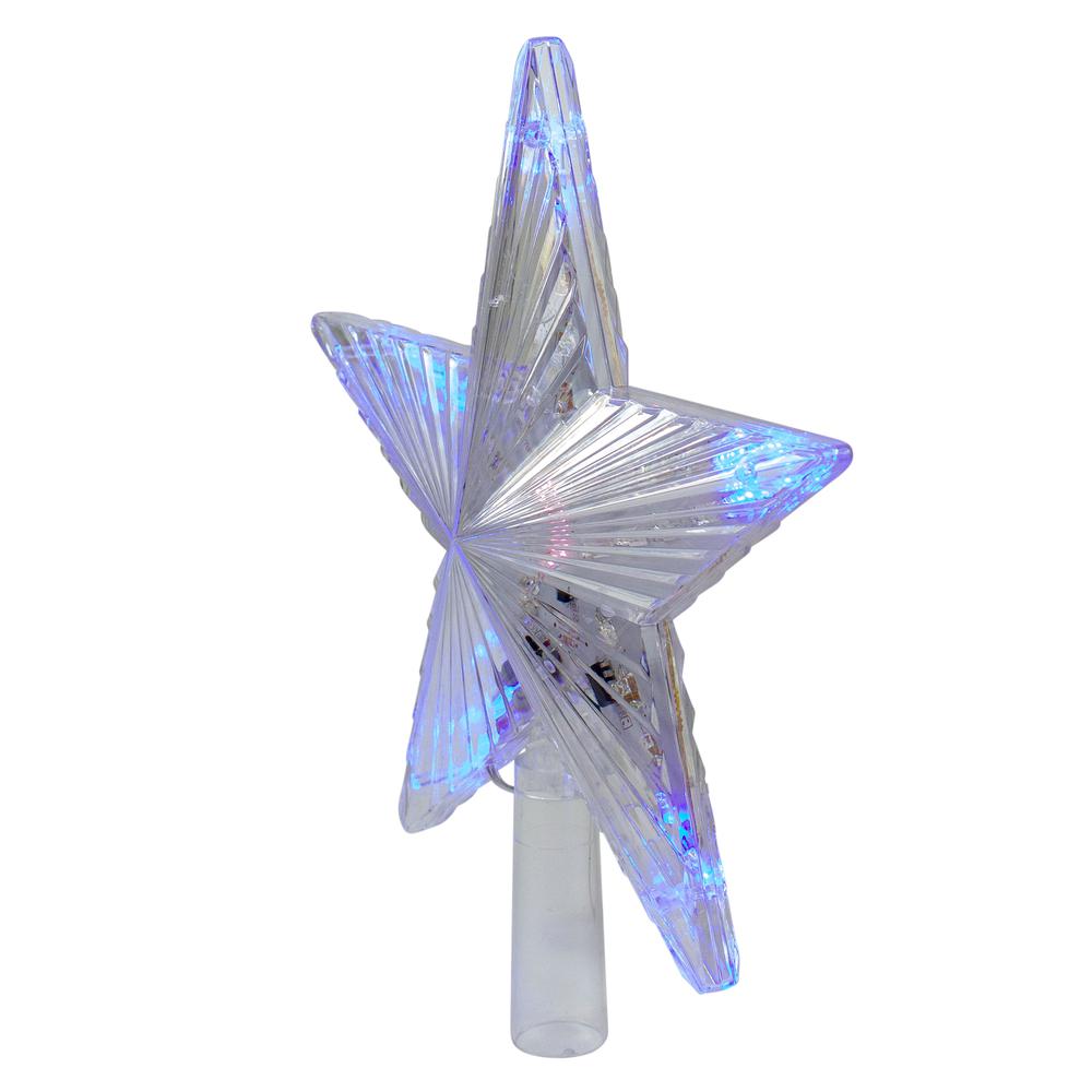 9.5" Lighted Clear 5 Point Star Christmas Tree Topper - Multicolor LED Lights. Picture 2