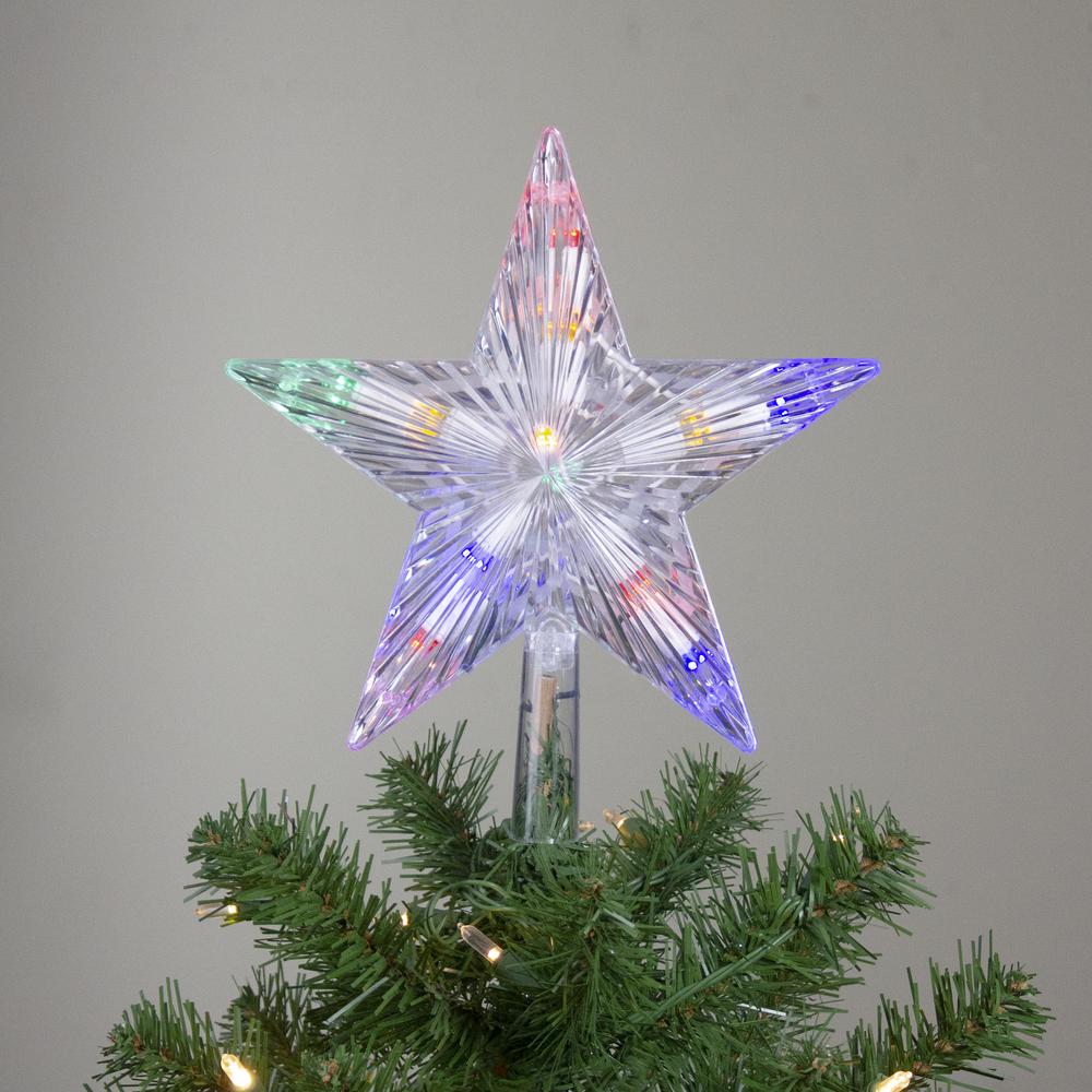 9.5" Lighted Clear 5 Point Star Christmas Tree Topper - Multicolor LED Lights. Picture 4