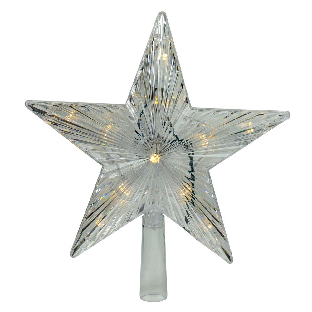 9.5" Lighted White Star Christmas Tree Topper - White and Multicolor LED Lights. Picture 1