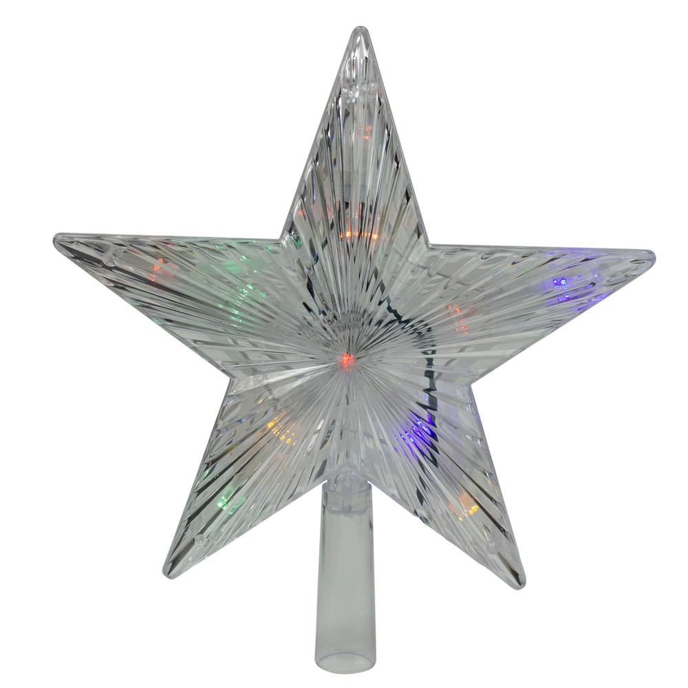 9.5" Lighted White Star Christmas Tree Topper - White and Multicolor LED Lights. Picture 3