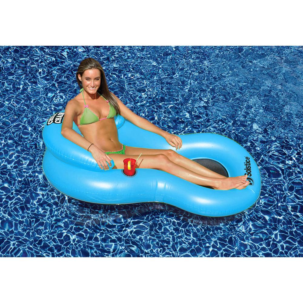 61-Inch Inflatable Blue Chill Swimming Pool Floating Lounge Chair. Picture 4
