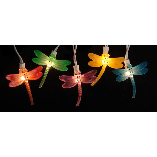 10-Count Dragonfly Summer Garden Outdoor Patio Lights  7.25ft White Wire. Picture 2