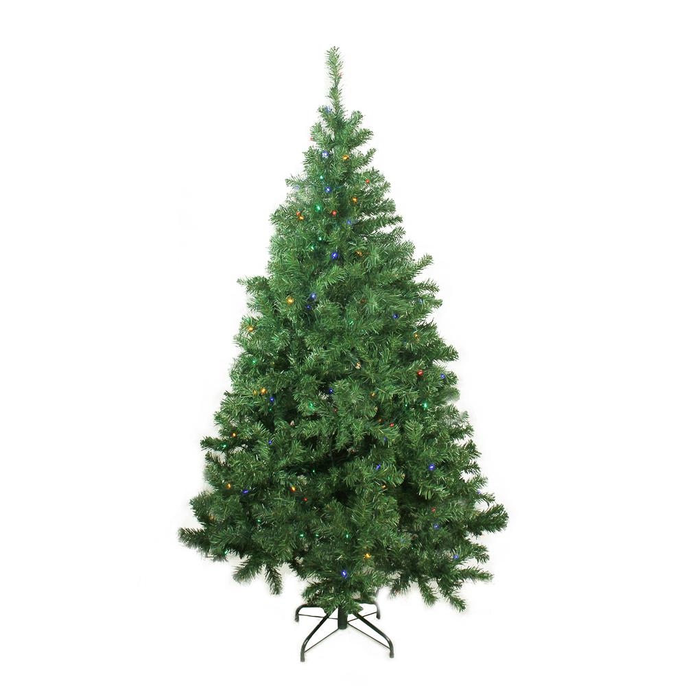 6 ft Pre-Lit LED Medium Mixed Classic Pine Artificial Christmas Tree - Multi Lights. Picture 1